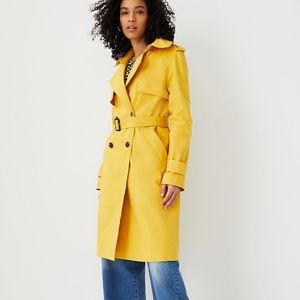 Ann Taylor Petite Twill Trench Coat Yellow